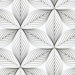 linear vector pattern, repeating abstract a linear leaf each circling on hexagon shape. pattern is on swatch panel