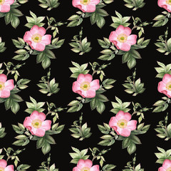 Roses. Watercolor flower seamless pattern.