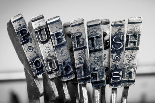 the word  PUBLIISH with old typewriter 1