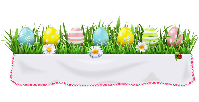 Vector Easter Concept with Tablecloth