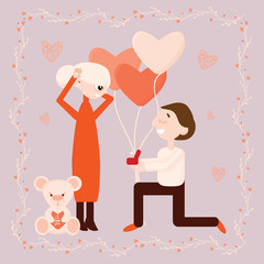 postcard with a couple in love