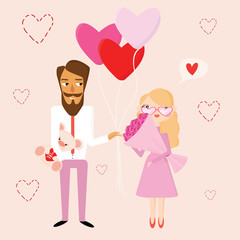 postcard with a couple in love