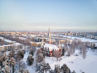 Aerial view of Joensuu  Evangelical Lutheran Church.