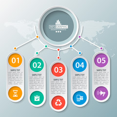 Abstract 3D Paper Infographics. Business template .Vector illustration
