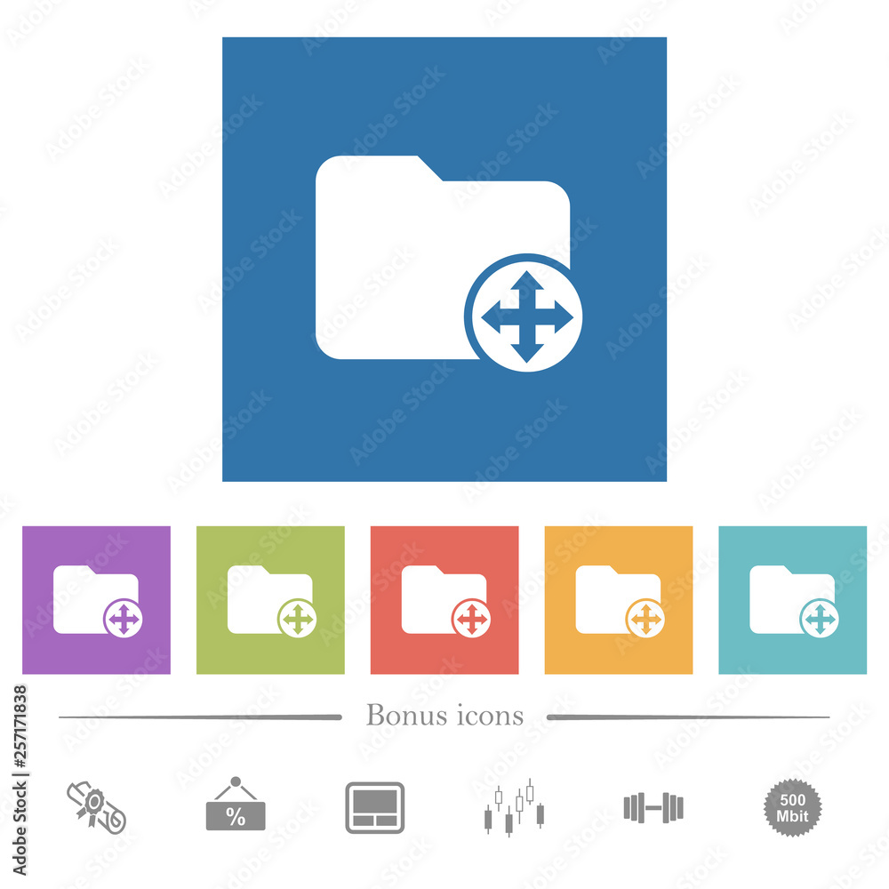 Poster move directory flat white icons in square backgrounds