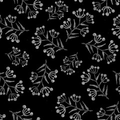 watercolor black flower pattern