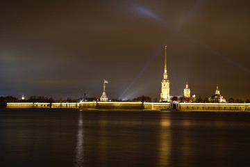 Obraz premium Peter and Paul Fortress night St. Petersburg and the river Neva