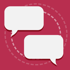 Two Blank White Speech Balloon Engaging in Conversation on Pastel Backdrop Business Empty template for Layout for invitation greeting card promotion poster voucher