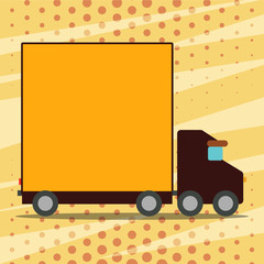 Delivery Lorry Truck with Blank Covered Back Container to Transport Goods Business Empty template for Layout for invitation greeting card promotion poster voucher