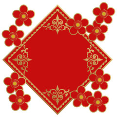 春節のフレームデザイン。 中国の装飾。 極東のイメージ。 中華風の額縁。