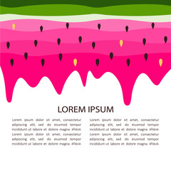 Fresh fruits and place for your text here, hand drawn backdrop. Colorful wallpaper vector. Ripe watermelon. Decorative illustration, good for printing. Background design, template