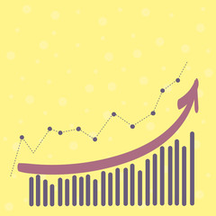 Combination of Colorful Column and Line Graphic Chart with Arrow Going Up Business Empty template for Layout for invitation greeting card promotion poster voucher