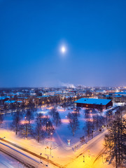 Obraz premium City in the evening, winter cityscape