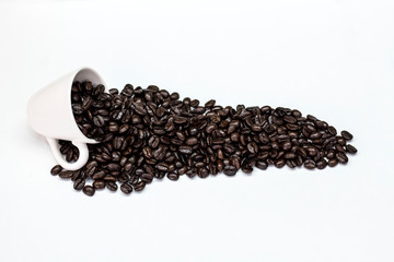 Coffee beans on white background