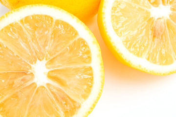 yellow slice lemon on white background