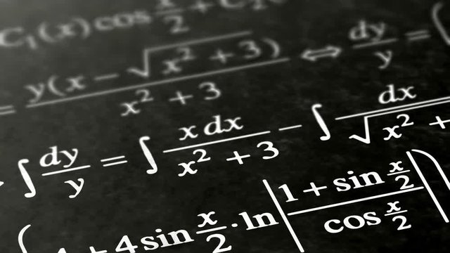 Math in the page. Negative image. Looping footage has 4K resolution.
