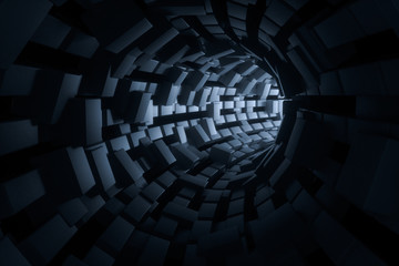 3d rendering, dark science-fiction tunnel, dark background