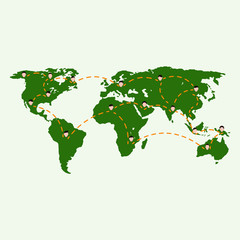 World map and network connection