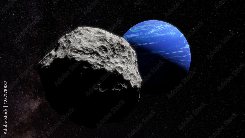 Canvas Prints planet neptune with one of its moons (3d space illustration, elements of this image are furnished by