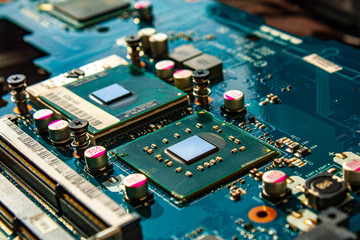 closeup of electronic circuit board
