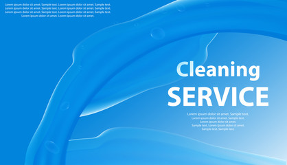 Cleaning or Laundry Services blue background with a splash of water. Banner or poster for cleanliness. Vector