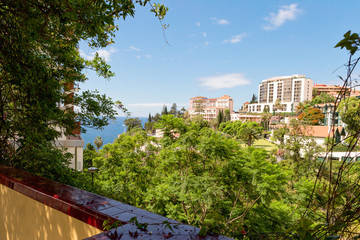 Fototapeta na wymiar Hotels Funchal on the high coast of Madeira, Portugal