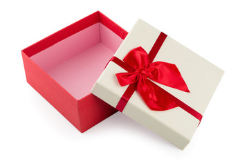 Gift boxes with ribbon bow isolated on a white background