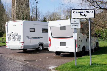 Camper vans only sign and caravan mobile homes parking