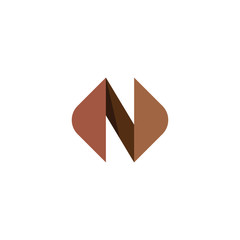 brown logo letter n symbol vector element