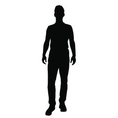 Obraz premium Vector silhouette of one man standing, black color isolated on white background