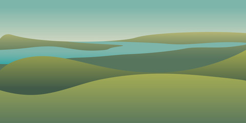 Picturesque panoramic landscape color illustration