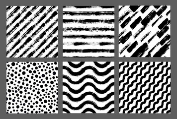 Painted Patterns Hand Drawn Backgrounds Dots Stripes Chevron