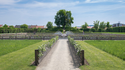 Flower Garden (aka Pleasure garden) in Kromeriz. Beautiful garden art with clipped hedges and ornaments. Part of UNESCO heritage site.