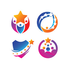 Success Star Logo Design Template Set