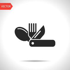 Swiss tourist knife illustration. Camping vector icon