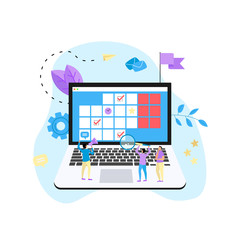 Online calendar with marks, tasks and notes . Concept of time management. with business icons