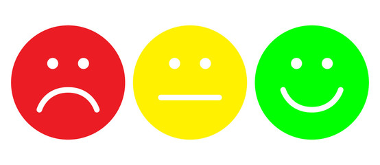 Red, yellow and green smileys
