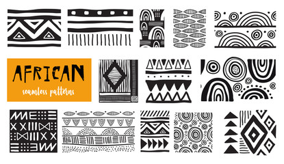 Seamless African modern art patterns. Vector collection - obrazy, fototapety, plakaty