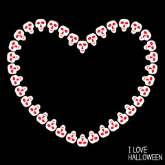Happy Halloween card with skull's heart