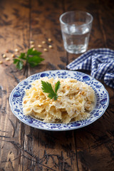 Pasta with pine nuts and cream sauce