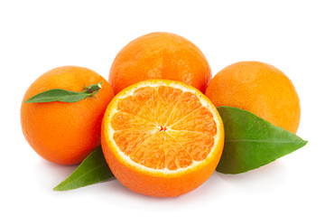 Clementine citrus fruit on white