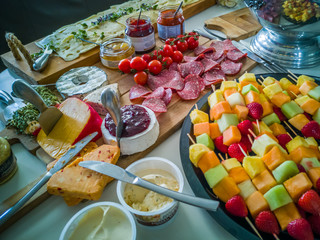 Antipasto spread with fresh seasonal fruit