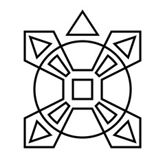 Tortoise is stylized like castle towers. Lines only.