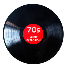 It's time for the 70's - Vinyl record play music vintage - Vinyl with white background