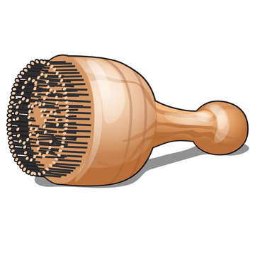 Handheld device for drawing a pattern on the flat cake isolated on white background. Uzbek chekich. Vector cartoon close-up illustration.
