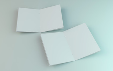 Blank brochure, magazine, booklet mockup isolated on white background. 3D