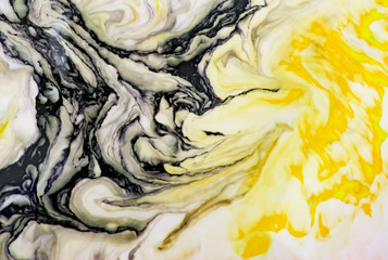Obraz premium Beautiful abstract painting is a painting technique Ebru .Turkish Ebru style on the water with acrylic paints wring wave.Stylish combination of luxury.Contemporary art marble liquid texture