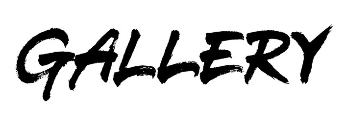 Gallery vector lettering. Handwritten text label. Freehand typography design