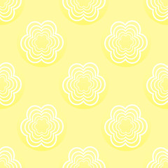Seamless pattern with white flowers on a yellow background