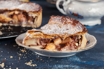 Homemade apple pie tart with cinnamon and sugar